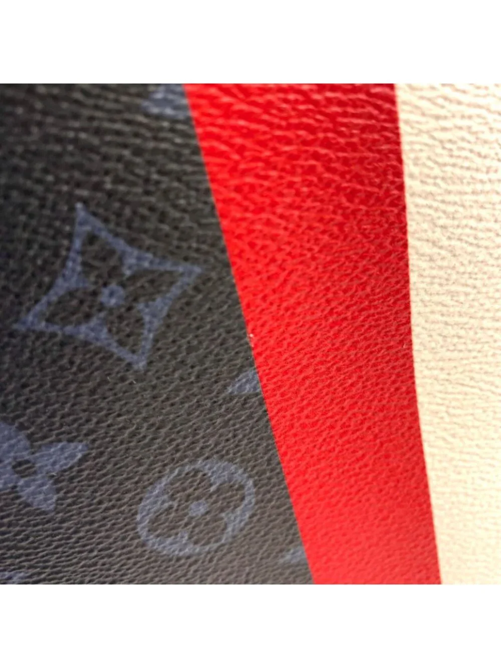 Louis Vuitton Ultralight Monogram Edge Coat Ruto Leather Navy White Red Tote Bag